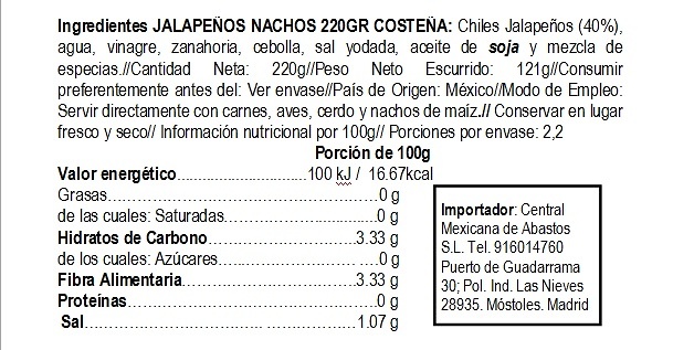 220g Costena jalapeno nachos 