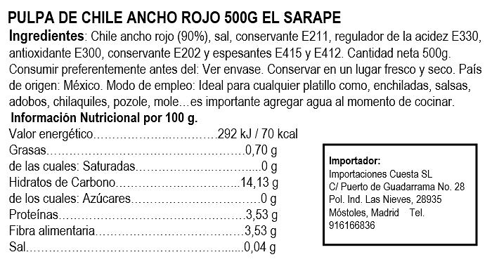 Ancho chili pulp 500g 