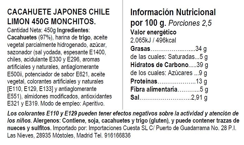 Cacahuate japones CHILE & LIMON 