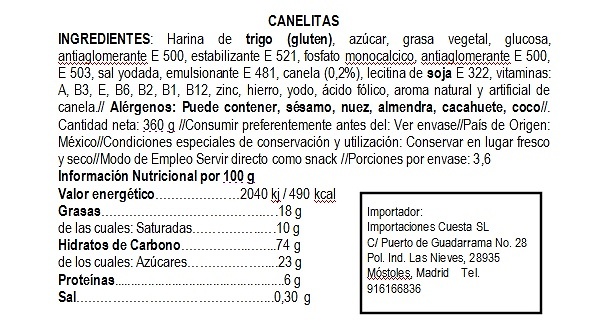 Canelitas (Galleta canela) 