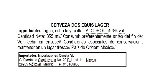 Cerveza Dos Equis Lager Especial 