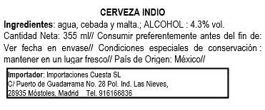 Cerveza Indio 