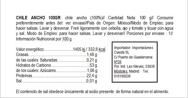 Chile Ancho seco El Sarape 