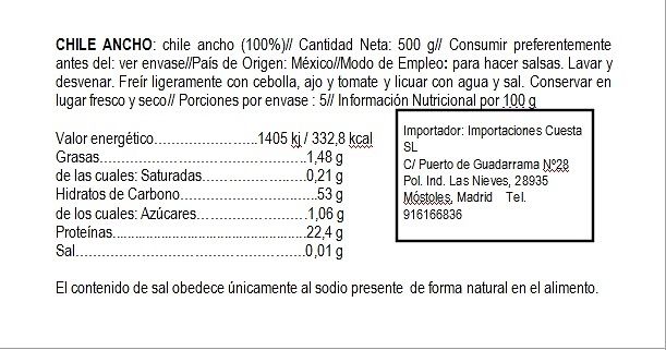 Chile Ancho seco El Sarape 