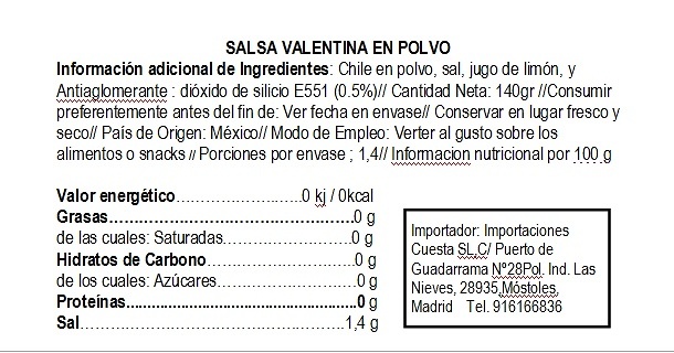Chile en polvo con limón (Valentina) 