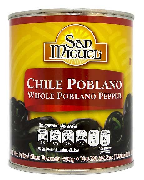 Poblanos enteros 780g San Miguel 