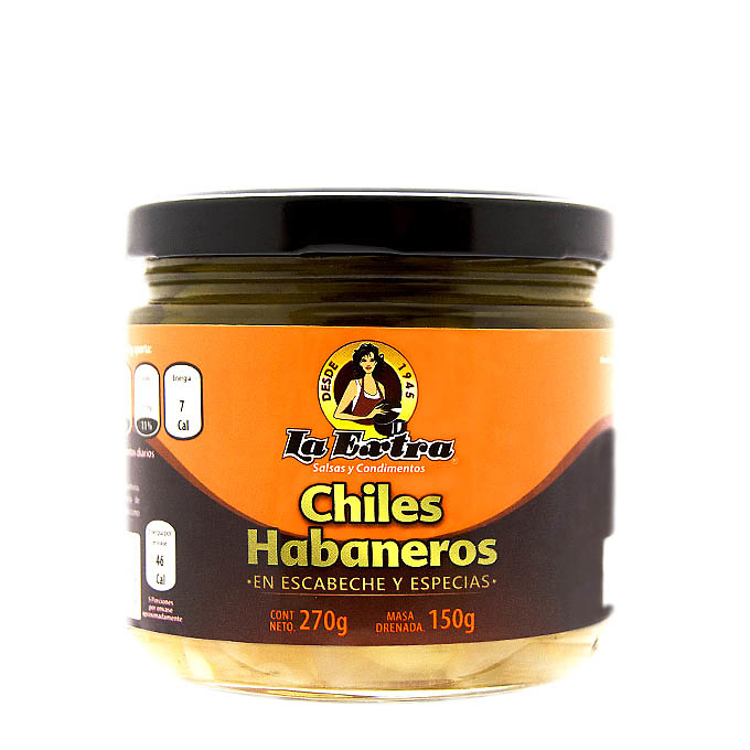 Chiles habaneros enteros La Extra 270gr 