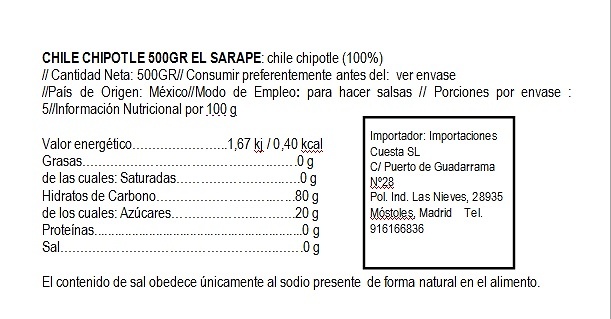 Chipotle seco El Sarape 