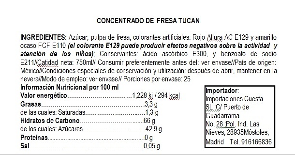 Concentrado de agua de Fresa Tucan 