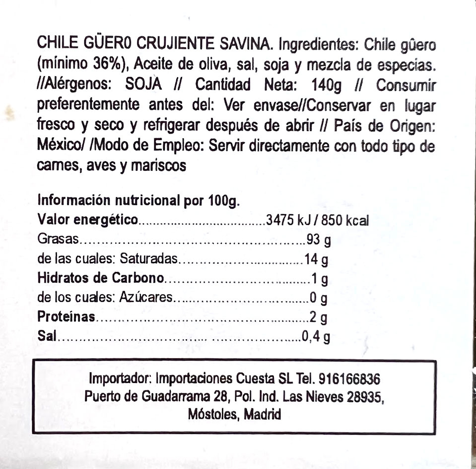 Crispy Mexican chili güero 140gr 