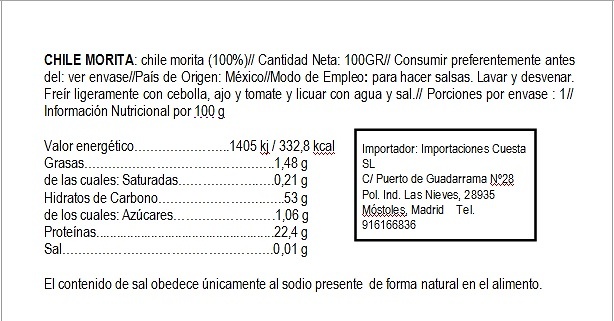 Dried Morita chilli, 100g The Sarape 