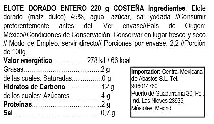 Elote Dorado Entero La Costeña - Varios, Conservas 