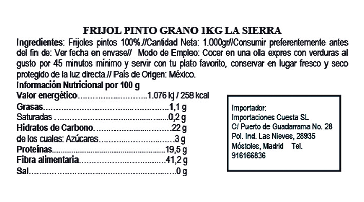 Frijol Pinto en grano La Sierra 1kg 