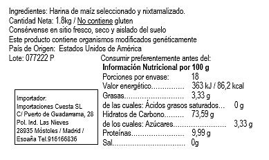 Harina de maíz blanco 1.8kg Maseca 