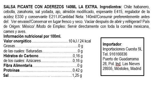 Hot sauce with dressings (chile hab) 