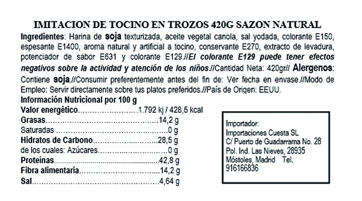 Imitación de Tocino en trocitos 