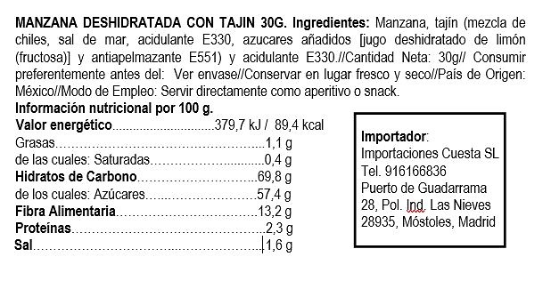 Manzana deshidratada con tajin 