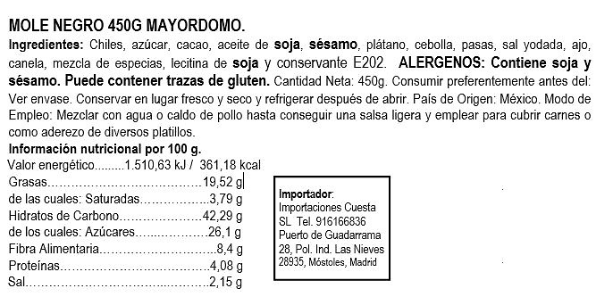 Mole Negro 450gr Mayordomo 