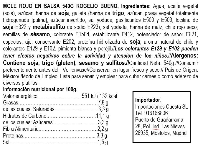 Mole rojo en salsa Rogelio Bueno 