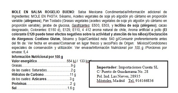 Mole rojo en salsa Rogelio Bueno 