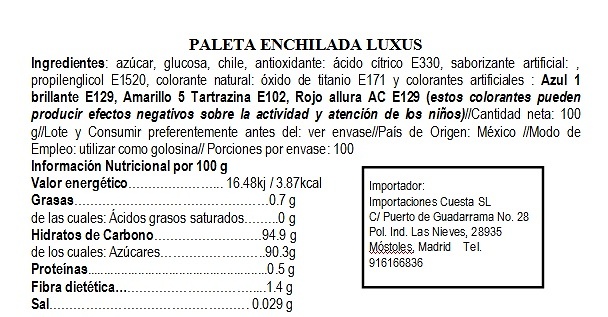 Paleta enchilada LUX 
