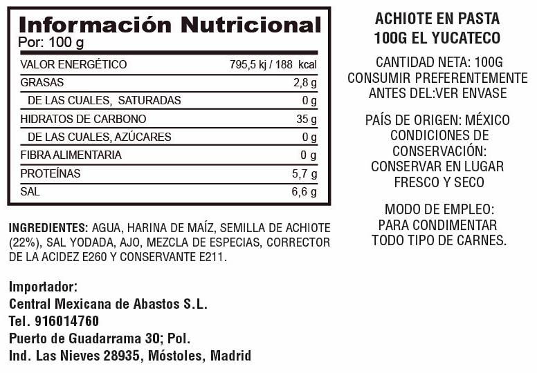 Pasta de Condimento de Achiote 