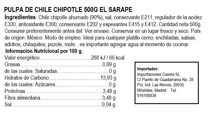 Pulpa de chile chipotle 500g 