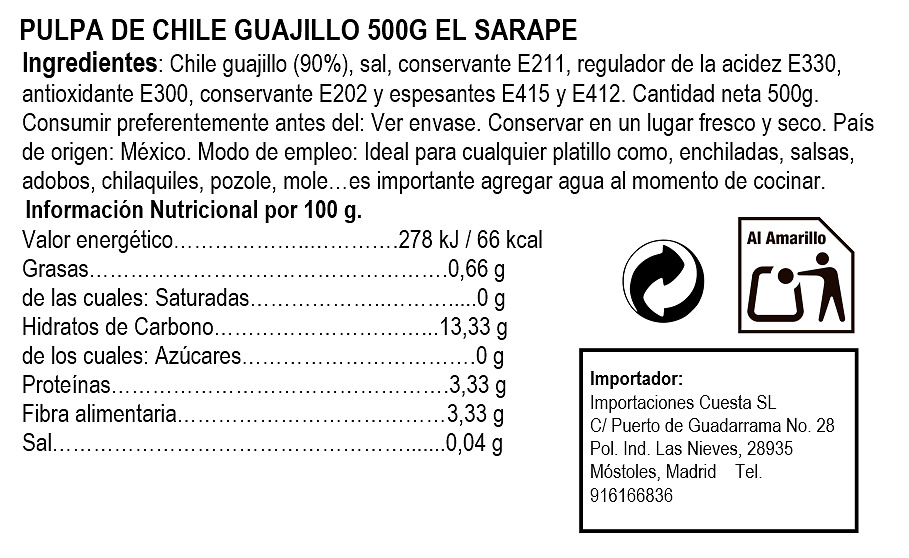 Pulpa de chile guajillo 500g 