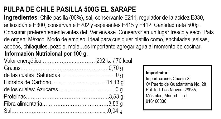 Pulpa de chile pasilla 500g 