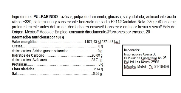 Pulparindo 20 unidades. 