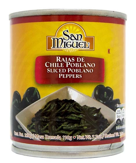 Rajas de chiles poblanos 200g San Miguel 