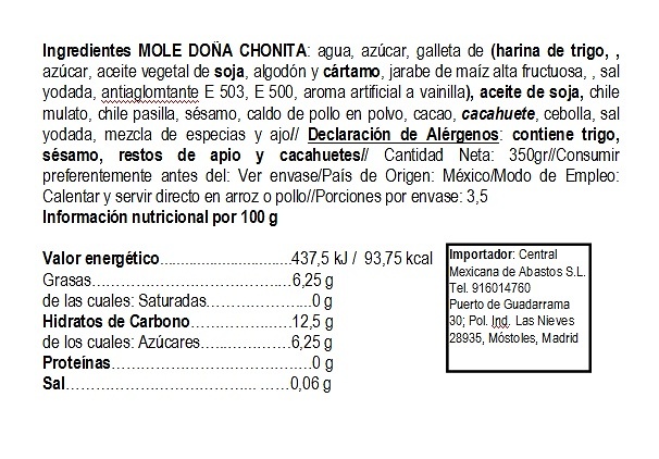 Red Mole sauce. Doña Chonita 