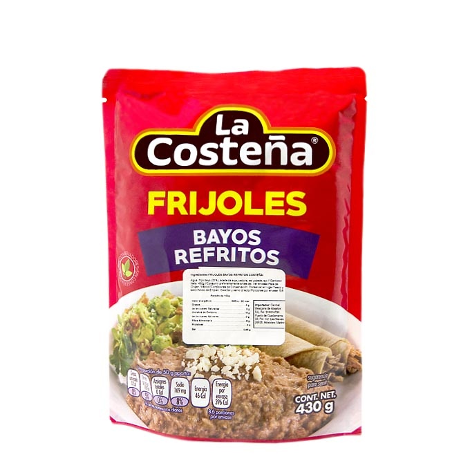 Refried bayos mexican beans (bag) La Costeña 430gr 