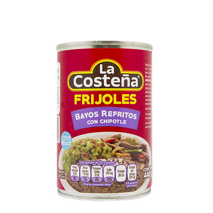 Refried bayos mexican beans with chipotle La Costeña. 430gr 