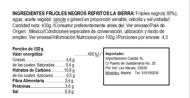 Refried black bean La Sierra 430gr 
