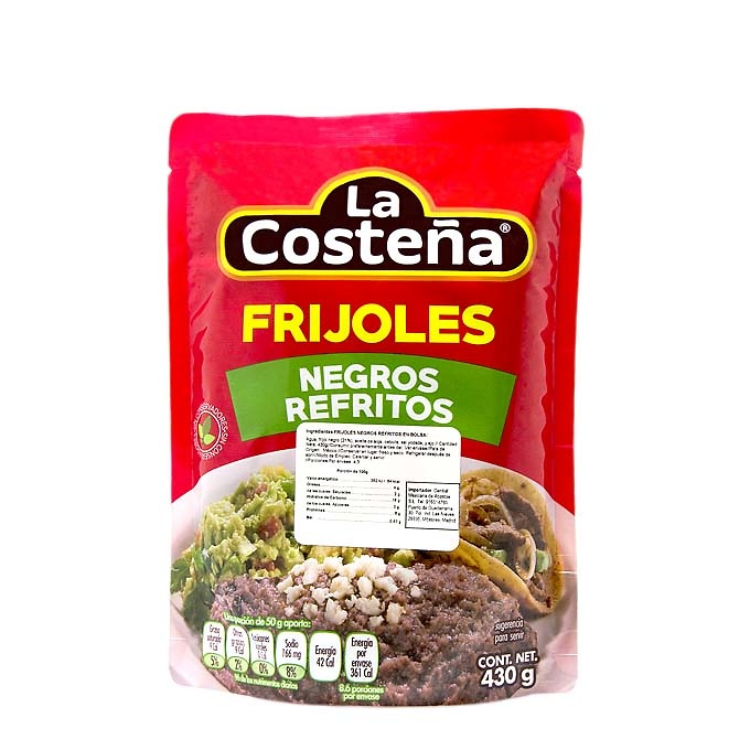 Refried black mexican beans (bag) La Costeña 430gr 