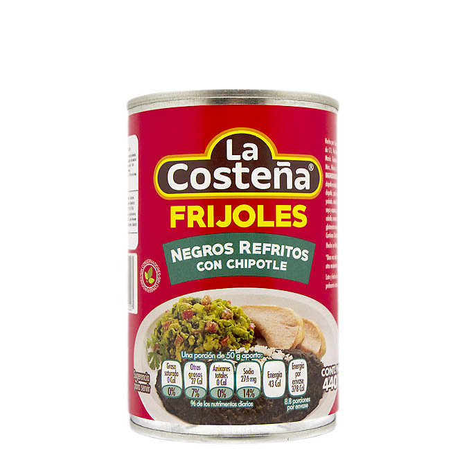 Refried black mexican beans with chipotle La Costeña 440gr 