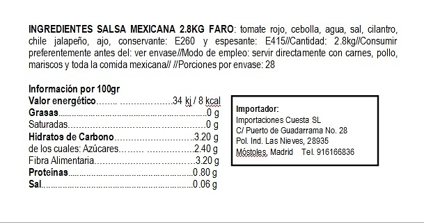 Salsa Mexicana Roja 2,8 kg 