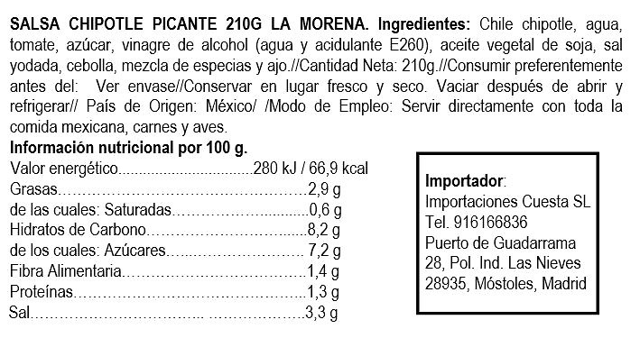 Salsa Picante de Chipotle 210gr 