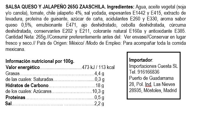 Salsa Queso & Jalapeño Zaaschila 
