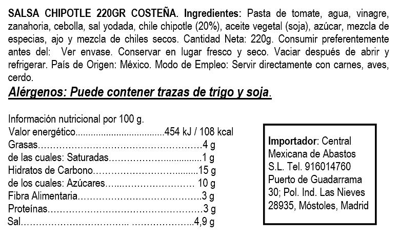 Salsa chipotle 220gr 
