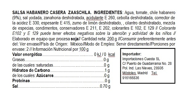 Salsa de Habanero cremosa Zaaschila 