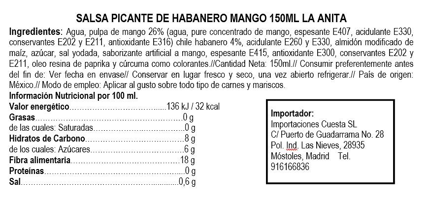 Salsa de chile Habanero con Mango 