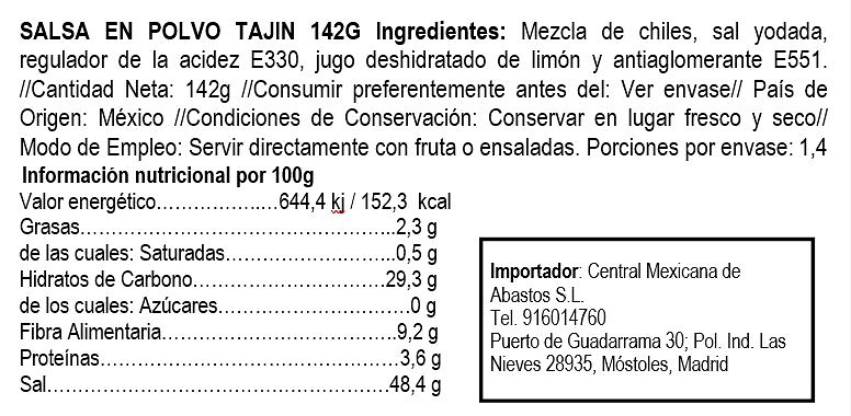 Salsa de chile en polvo Tajín 