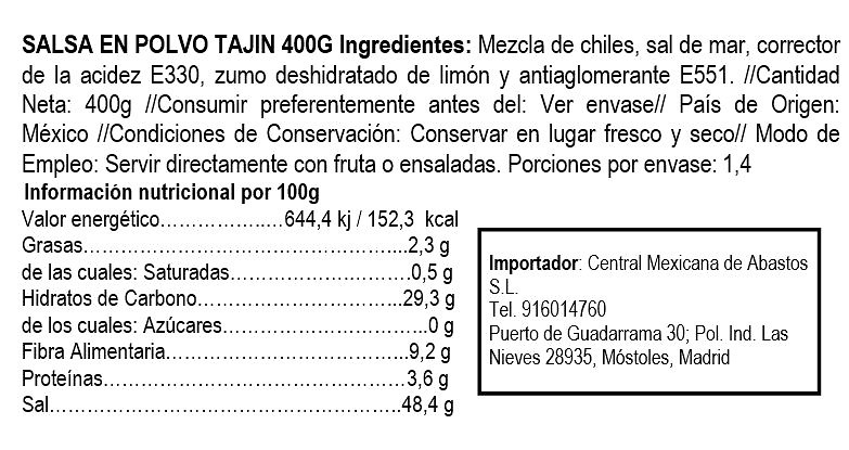 Salsa de chile en polvo Tajín 