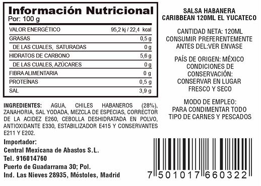 Salsa de chile habanero Caribbean 