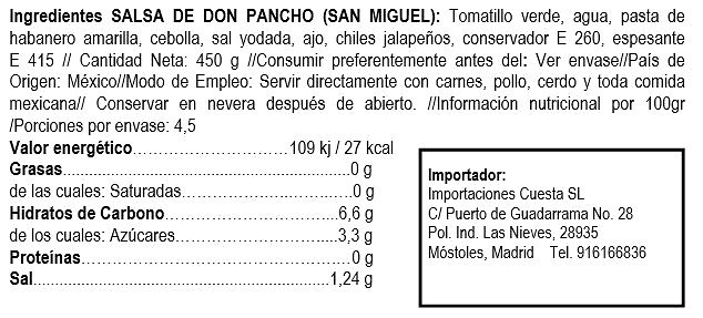 Salsa de chile habanero de Don Pancho, marca San Miguel 