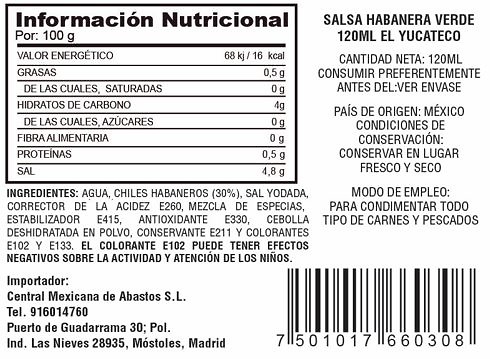 Salsa de chile habanero verde 