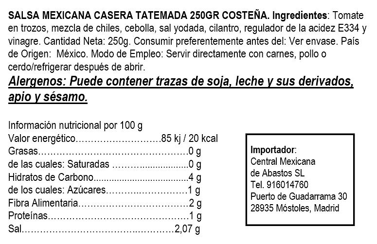 Salsa mexicana casera 250g cristal 
