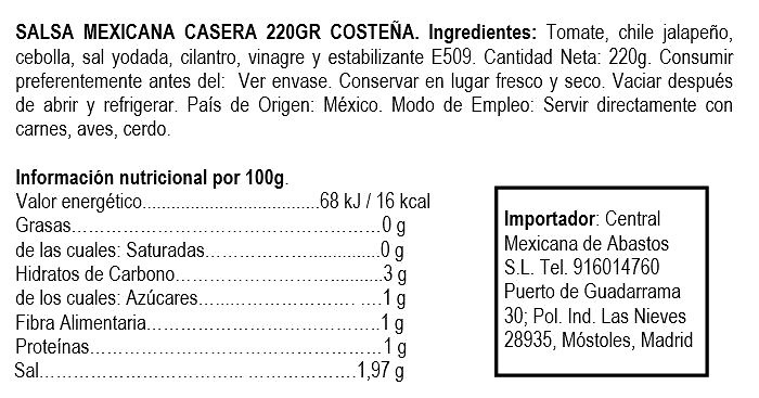 Salsa mexicana casera lata 220g 
